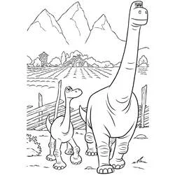Coloriage Arlo et Papa Henry près de la clôture de la ferme
