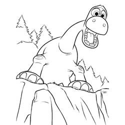 Coloriage Arlo pris de panique sur une falaise rocheuse