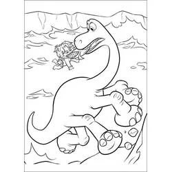 Coloriage Arlo jouant près de l'eau avec Spot