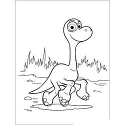 Coloriage Arlo marchant dans l'herbe