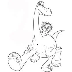Coloriage Arlo le dinosaure avec un jeune garçon