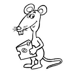 Coloriage Rat de dessin animé au gros fromage