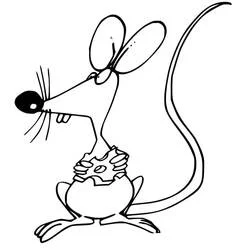 Coloriage Rat très drôle tenant un morceau de fromage