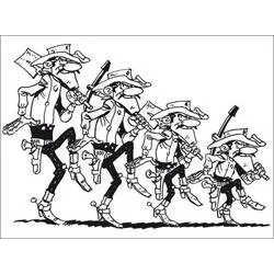 Coloriage Les Dalton en marche en file