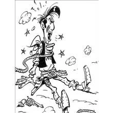 Coloriage Un Dalton empêtré dans une corde en hurlant