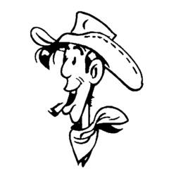Coloriage Lucky Luke de profil avec son chapeau et sa pipe