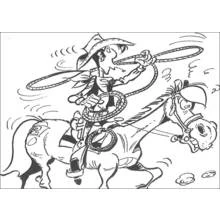 Coloriage Les Dalton attrapant un lasso à cheval