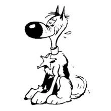 Coloriage Rantanplan le chien shérif assis