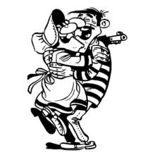 Coloriage Averell Dalton dansant avec une dame en patins à glace