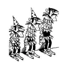 Coloriage Les Dalton déguisés en bouffons alignés