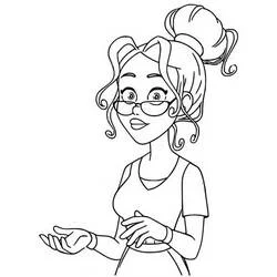 Coloriage Mauri Dupain avec lunettes et coiffure bouclée