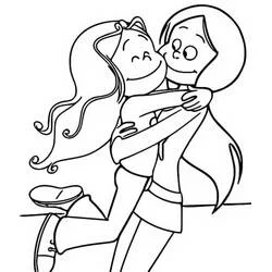 Coloriage Marine et Wendy se faisant un câlin