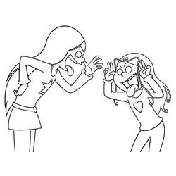 Coloriage Les Sisters se font des grimaces