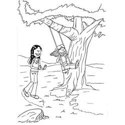 Coloriage Marine et Wendy sur une balançoire