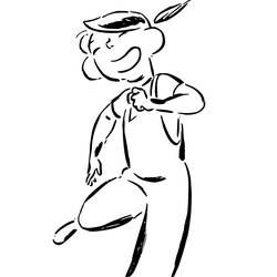 Coloriage Garçon en casquette dansant avec un grand sourire