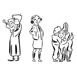 Coloriage Linda veut du poulet personnages en trois scènes