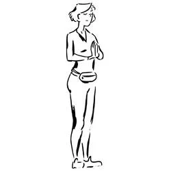 Coloriage Astrid debout de profil, les mains jointes