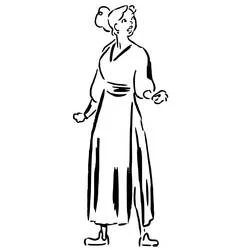 Coloriage Paulette marchant en robe longue