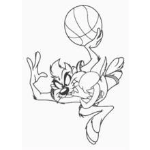 Coloriage Taz jouant au basket-ball