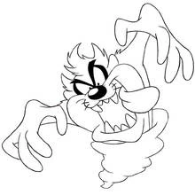 Coloriage Taz tourbillonnant avec les bras écartés