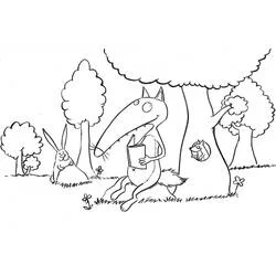 Coloriage Loup Auzou lisant un livre dans la forêt Coloriage Loup Auzou lisant un livre dans la forêt