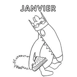 Coloriage Loup Auzou portant une couronne de roi pour janvier Coloriage Loup Auzou portant une couronne de roi pour janvier
