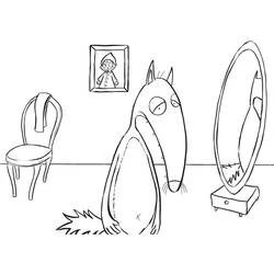 Coloriage Loup Auzou se regardant dans un miroir Coloriage Loup Auzou se regardant dans un miroir