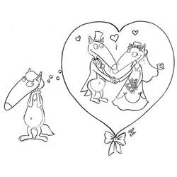 Coloriage Loup Auzou rêvant de son mariage Coloriage Loup Auzou rêvant de son mariage