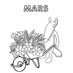 Coloriage Loup Auzou poussant une brouette de fleurs Coloriage Loup Auzou poussant une brouette de fleurs