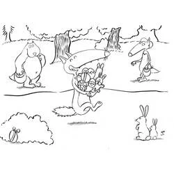 Coloriage Loup Auzou transportant des œufs de Pâques dans la forêt Coloriage Loup Auzou transportant des œufs de Pâques dans la forêt
