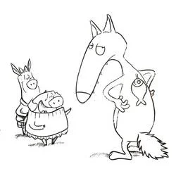 Coloriage Loup Auzou face à un âne et un cochon Coloriage Loup Auzou face à un âne et un cochon