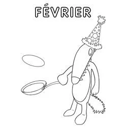 Coloriage Loup Auzou faisant sauter une crêpe en février Coloriage Loup Auzou faisant sauter une crêpe en février