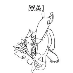 Coloriage Loup Auzou tenant un bouquet pour le mois de mai Coloriage Loup Auzou tenant un bouquet pour le mois de mai