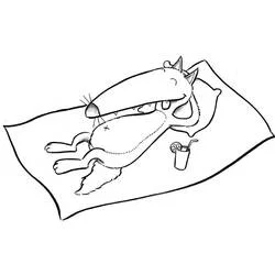 Coloriage Loup Auzou allongé sur une serviette de plage Coloriage Loup Auzou allongé sur une serviette de plage