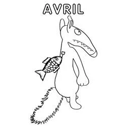 Coloriage Loup Auzou tenant un poisson pour avril Coloriage Loup Auzou tenant un poisson pour avril