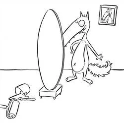 Coloriage Loup Auzou se regardant dans un miroir Coloriage Loup Auzou se regardant dans un miroir