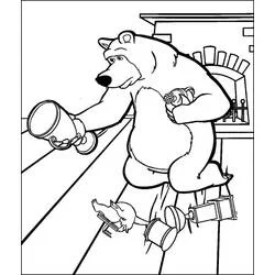 Coloriage Michka portant un seau et des baies