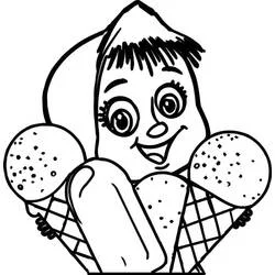 Coloriage Masha tenant des cônes de glace