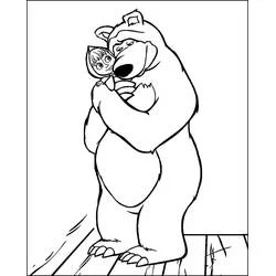 Coloriage Masha et Michka se faisant un gros câlin
