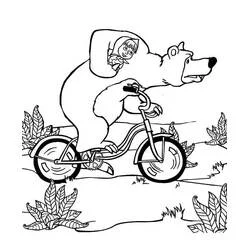 Coloriage Masha Et Michka à vélo
