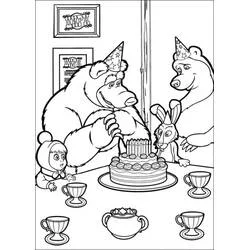 Coloriage Masha et Michka fêtent un anniversaire