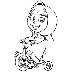 Coloriage Masha sur un tricycle