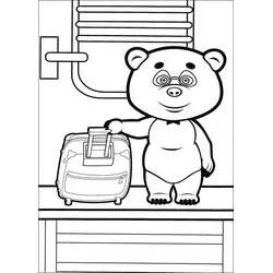 Coloriage Michka debout près d'une valise