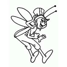 Coloriage Maya l'abeille avec son ami volant joyeusement