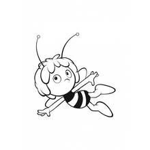 Coloriage Maya l'abeille volant les bras tendus