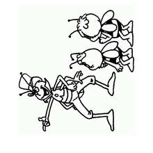 Coloriage Maya l'abeille courant avec deux amies