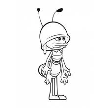 Coloriage Paul l'abeille debout avec son casque