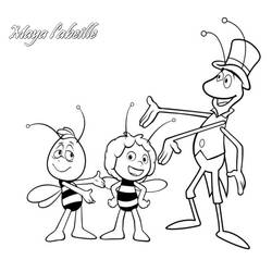 Coloriage Maya l'abeille, Willy et Flip qui se saluent