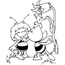 Coloriage Maya l'abeille riant avec Willy