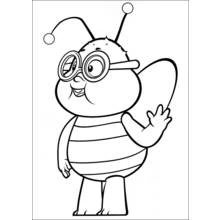 Coloriage Willy l'abeille qui salue avec ses lunettes